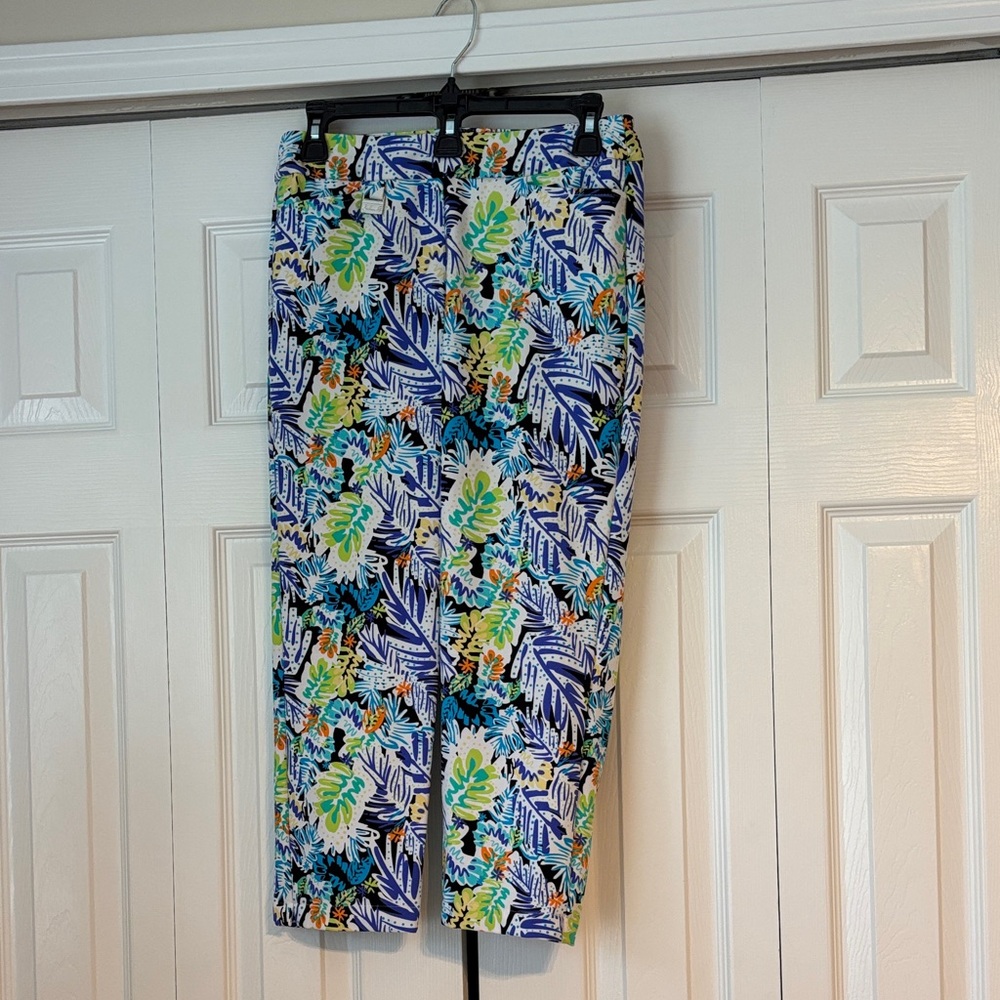 Lulu-B Blue and Green Floral cropped pants-Size 6